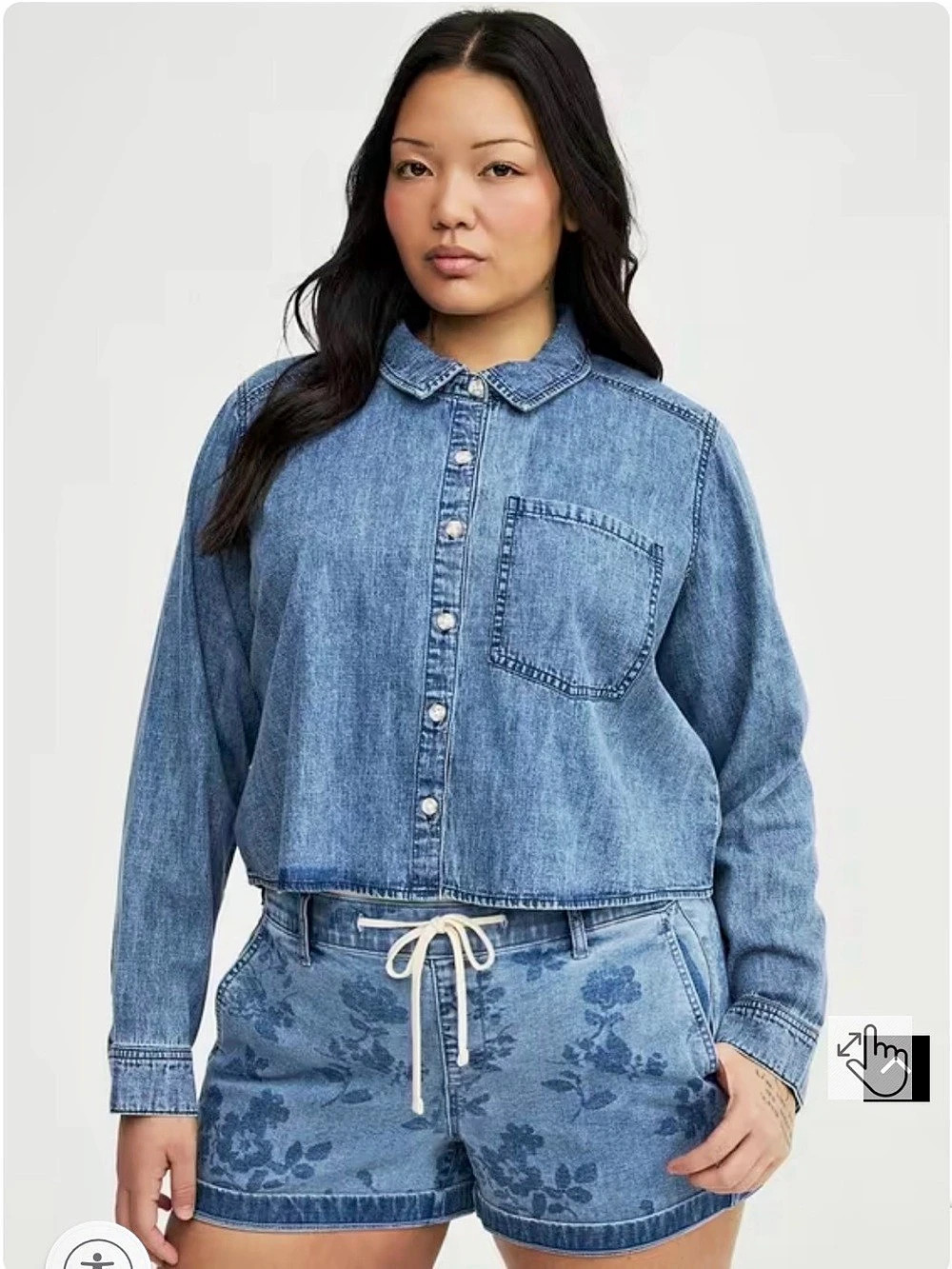 Torrid Cropped Denim Shirt Jean Jacket Blue Size 3X NWT